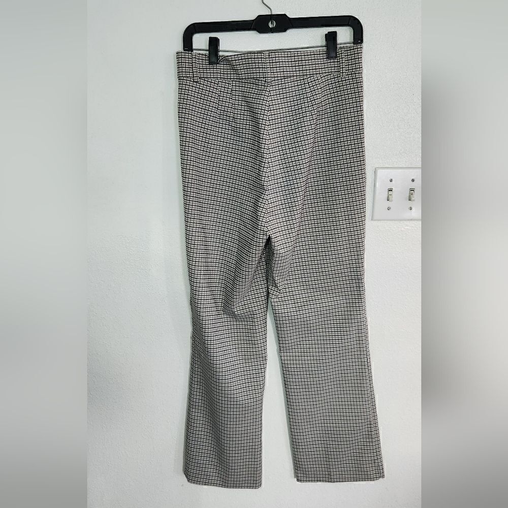 NWT Zara Plaid Beige And Black High Rise Flare Pants Size Large - Picture 6 of 13
